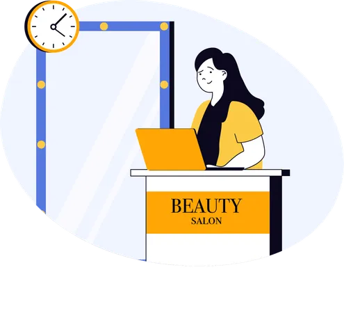 Receptionist working at salon counter  Illustration