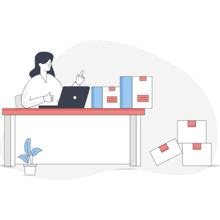 Receptiont working at logistics office  Illustration