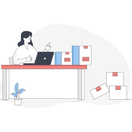 Receptiont working at logistics office  Illustration