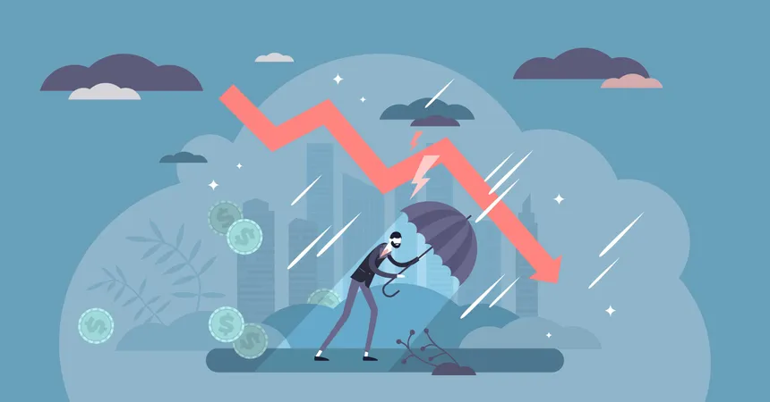 Recession financial storm concept  Illustration