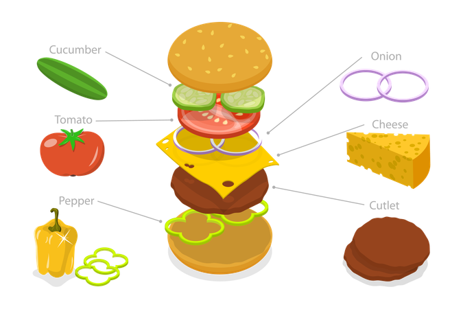 Recette de hamburger  Illustration