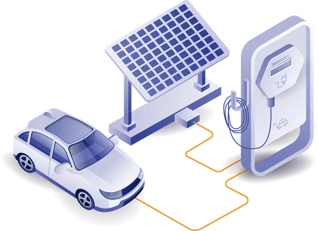 Recharger une voiture grâce à l'énergie solaire  Illustration