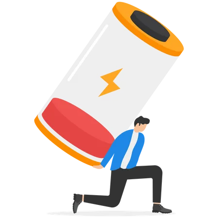 Business Difficulty Or Struggle With Career Obstacle Fight Burnout At Work Recharge Energy Yourself Flat Vector Illustration Illustration