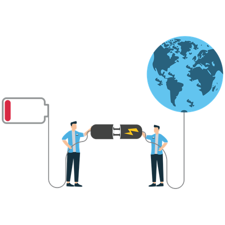 Recharging Earth with Teamwork and Innovation  Illustration