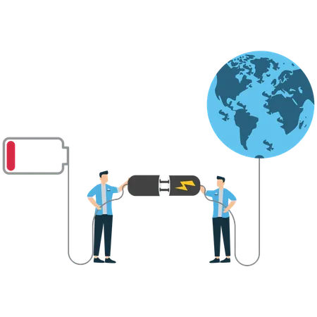 Recharging Earth with Teamwork and Innovation  Illustration