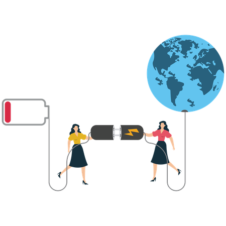 Recharging Earth with Teamwork and Innovation  Illustration