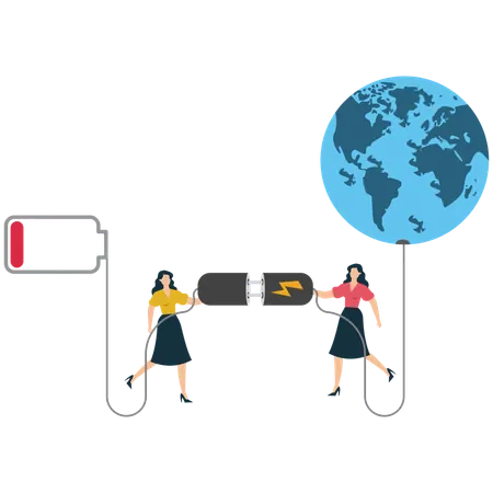 Recharging Earth with Teamwork and Innovation  Illustration