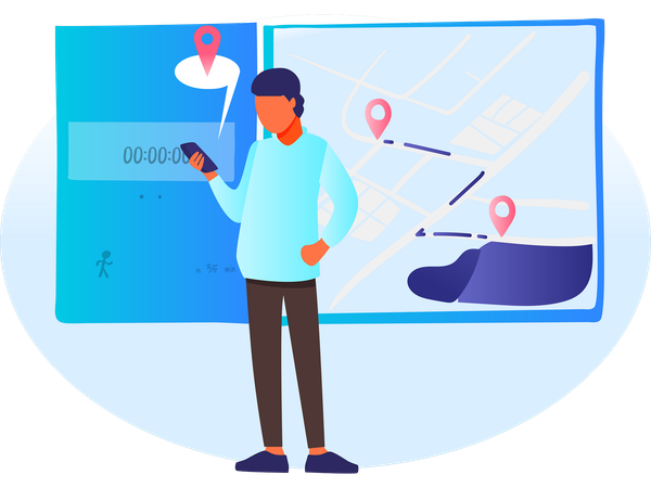 Recherche carte itinéraire  Illustration