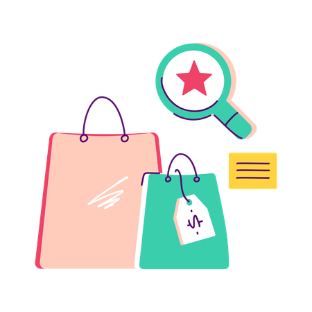 Rechercher les meilleures marques pour faire du shopping  Illustration