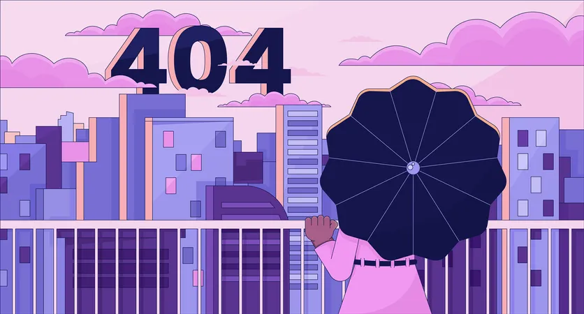 En regardant la ville depuis la terrasse, erreur 404  Illustration