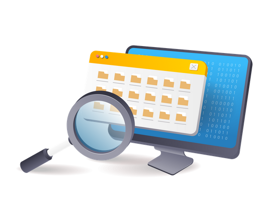 Rechercher des dossiers de données informatiques enregistrés  Illustration