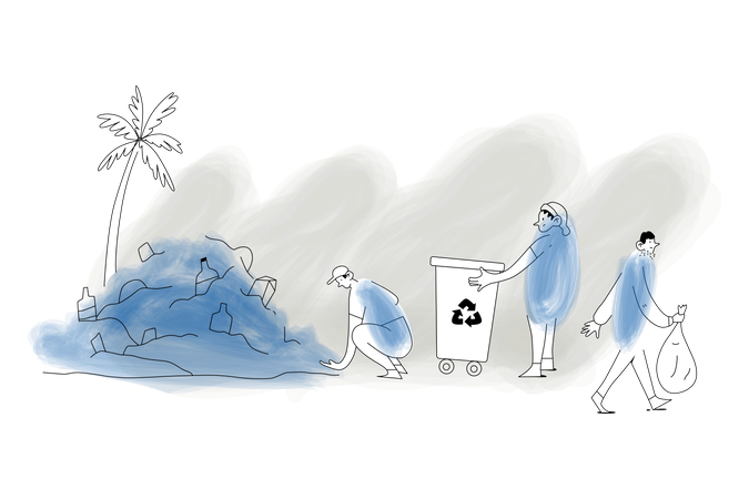 Reciclagem de lixo para reduzir a poluição do solo  Ilustração