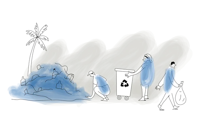 Reciclagem de lixo para reduzir a poluição do solo  Ilustração