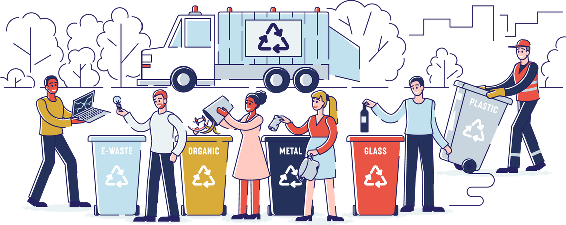 Reciclagem e desperdício zero  Ilustração