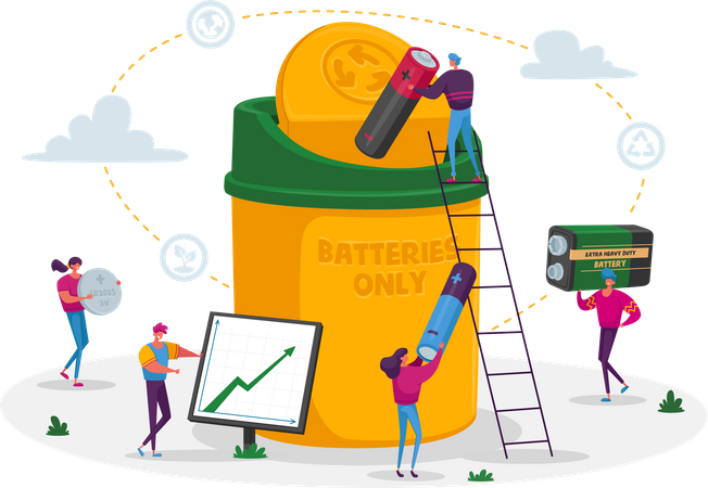 Reciclaje de bateria  Ilustración