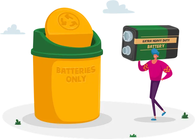 Reciclaje de baterías de desechos electrónicos  Ilustración