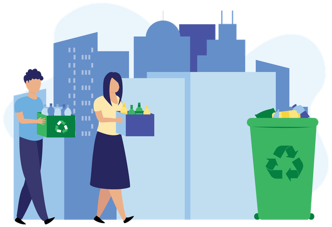 Reciclaje de botellas  Ilustración