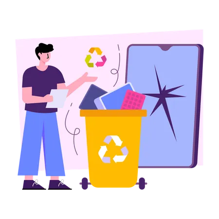 Ilustracion De Diseno Plano Conceptual Reciclaje De Residuos Ilustración
