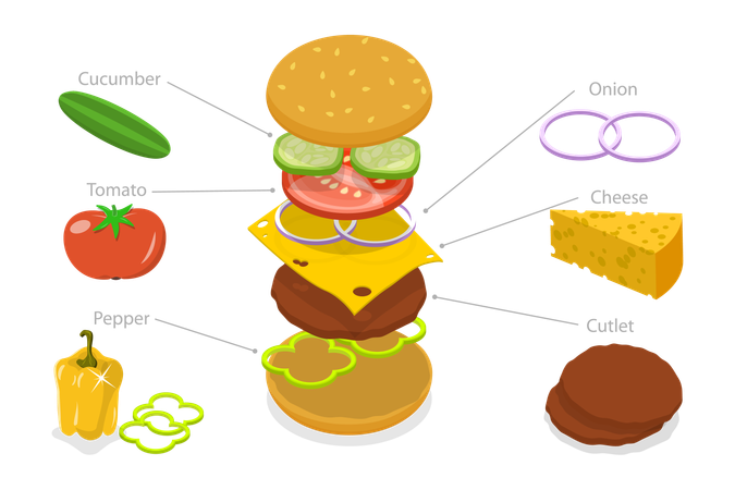 Recipe Of Hamburger  Illustration