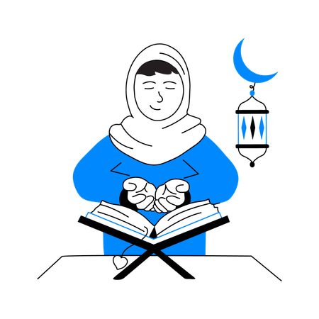Reciting Holy Quran  Illustration