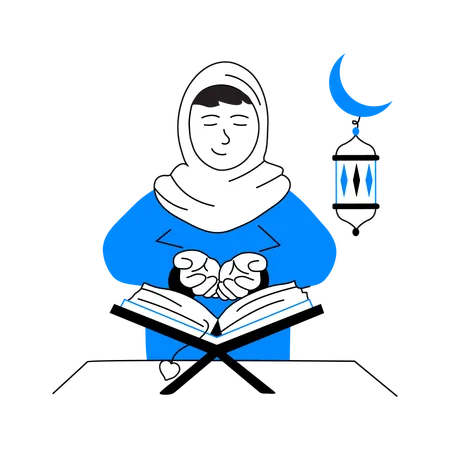 Reciting Holy Quran  Illustration