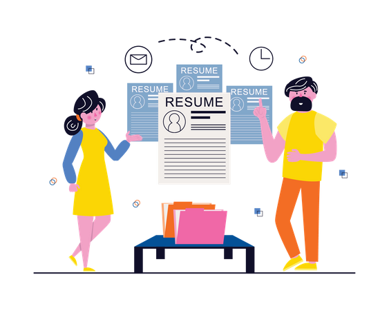 Reclutadores haciendo evaluación de CV  Illustration