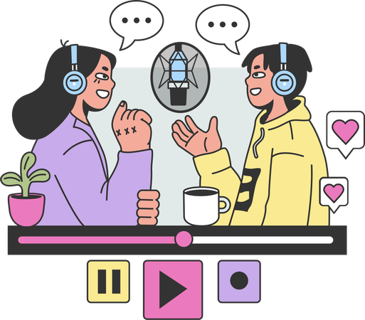 Recodificação de podcast  Ilustração