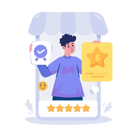 Verified Online Store With Five Star Rating Illustration Illustration