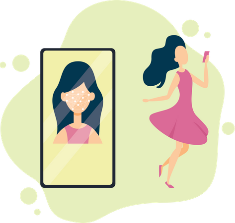 Reconhecimento facial por aplicativo  Ilustração