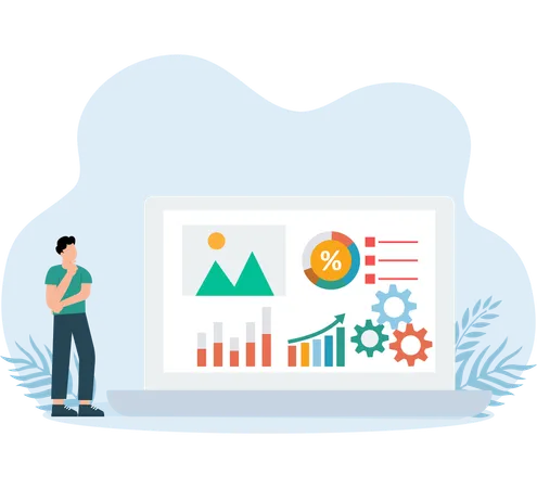 Recopilación de datos de datos gráficos vistos por el empleado  Ilustración