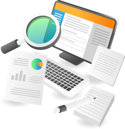 Record Business Data Information On The Internet Illustration