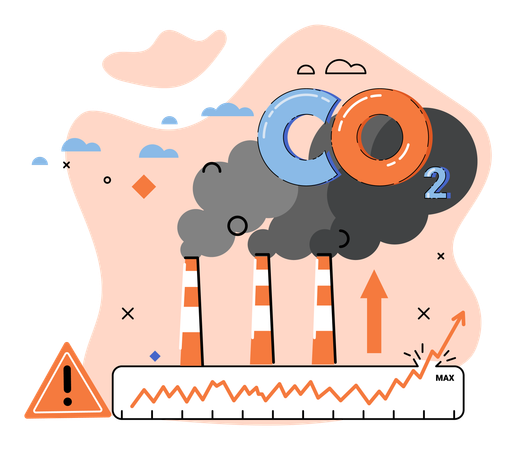 Record high levels of carbon dioxide CO2 in atmosphere  Illustration