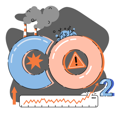 Record high levels of carbon dioxide CO2 in atmosphere  Illustration