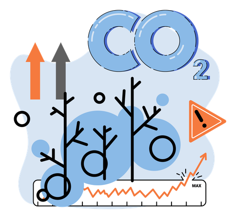 Record high levels of carbon dioxide CO2 in atmosphere  Illustration