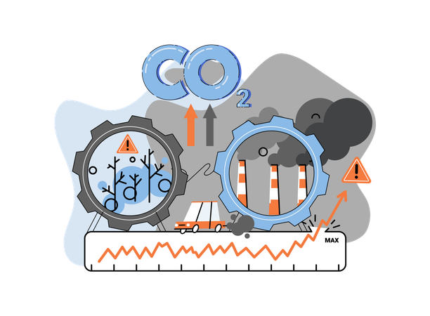 Record high levels of carbon dioxide CO2 in atmosphere  Illustration
