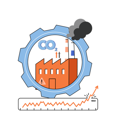 Record high levels of carbon dioxide CO2 in atmosphere  Illustration