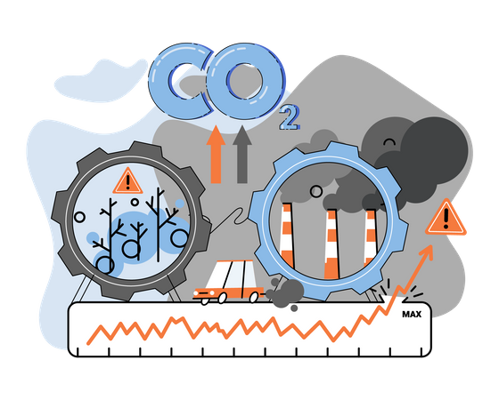 Record high levels of CO2 in atmosphere  Illustration