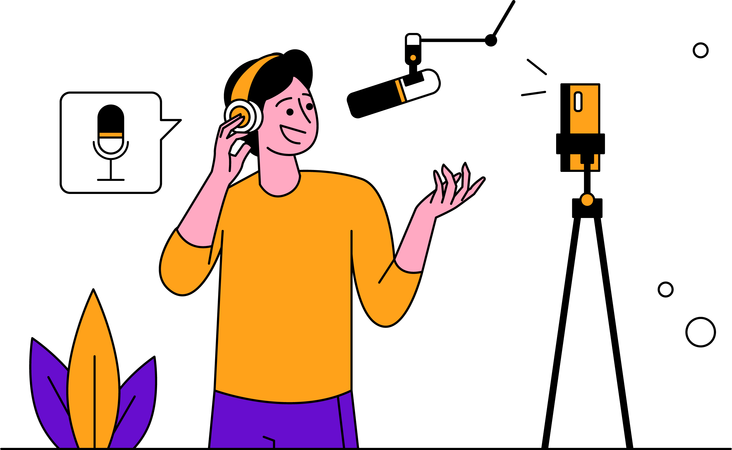 Record podcast video on smartphone  Illustration