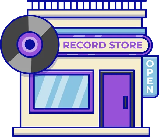 レコード店の建物  イラスト