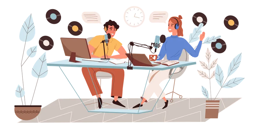 Recording audio podcast  Illustration