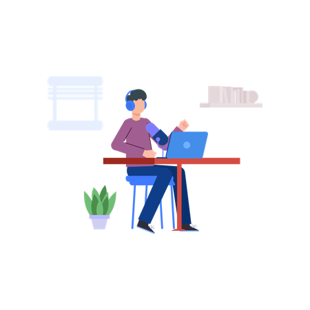 Recording personal podcast  Illustration