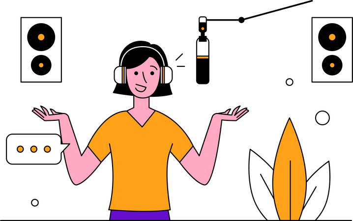 Recording podcast at studio  Illustration