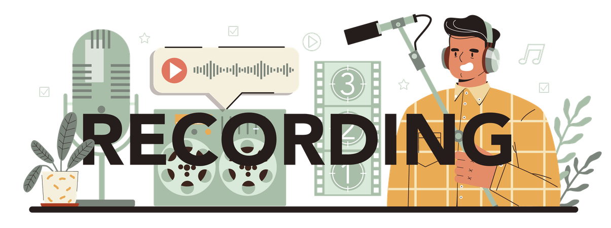 Recording typographic header  Illustration