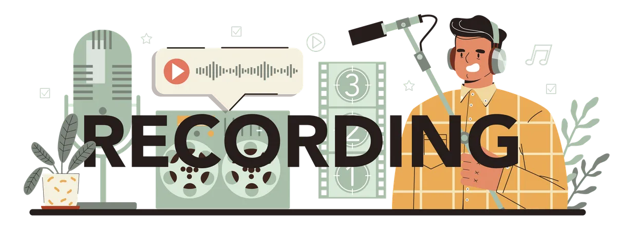 Recording typographic header  Illustration