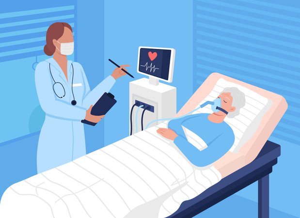 Recovery in hospital Illustration