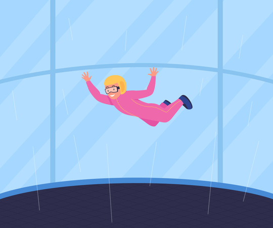 Saut en parachute récréatif en soufflerie  Illustration