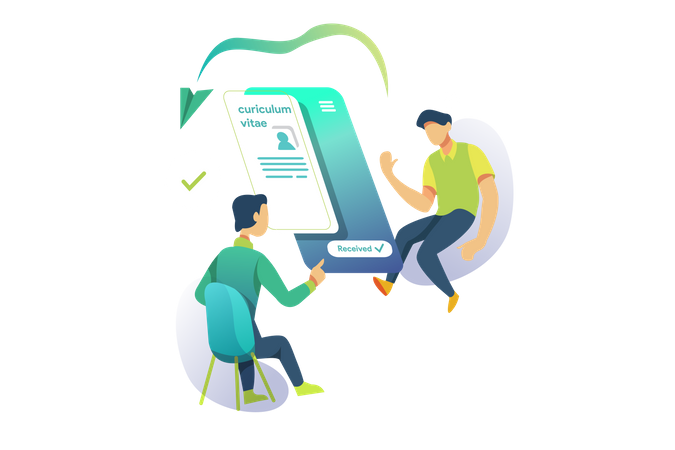 Recruiter checking CV of candidate  Illustration