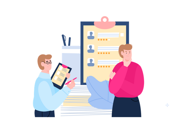 Recruiter interviewing with candidate Illustration