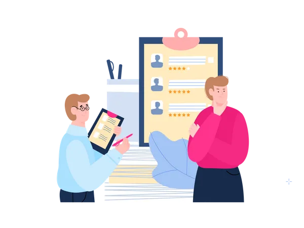 Recruiter interviewing with candidate Illustration