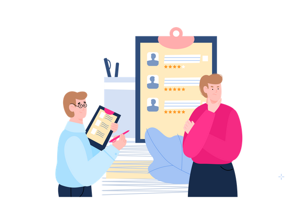 Recruiter interviewing with candidate  Illustration